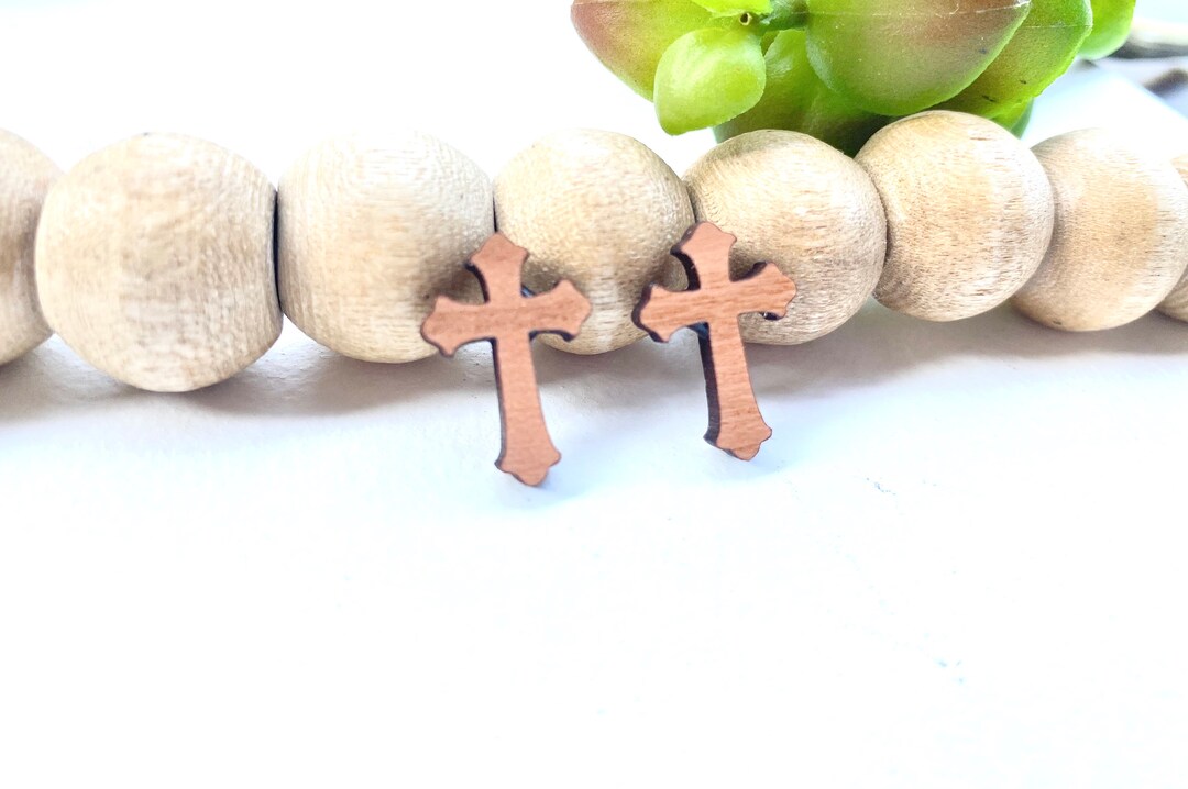 Cross Stud Earring, Christian Post Earring, First Communion Earring