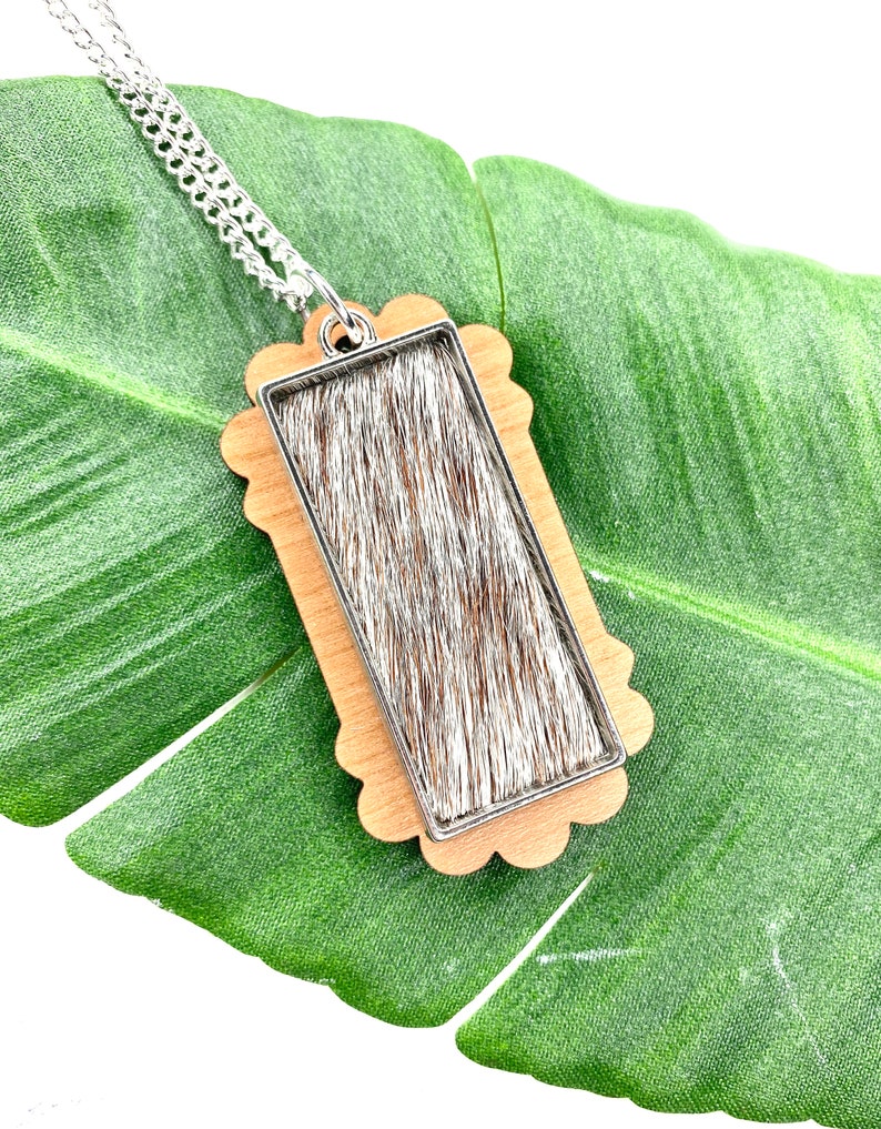 Cowhide Pendant Necklace Boho Jewelry Animal Print Jewelry Etsy