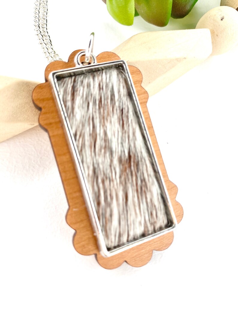 Cowhide Pendant Necklace Boho Jewelry Animal Print Jewelry Etsy