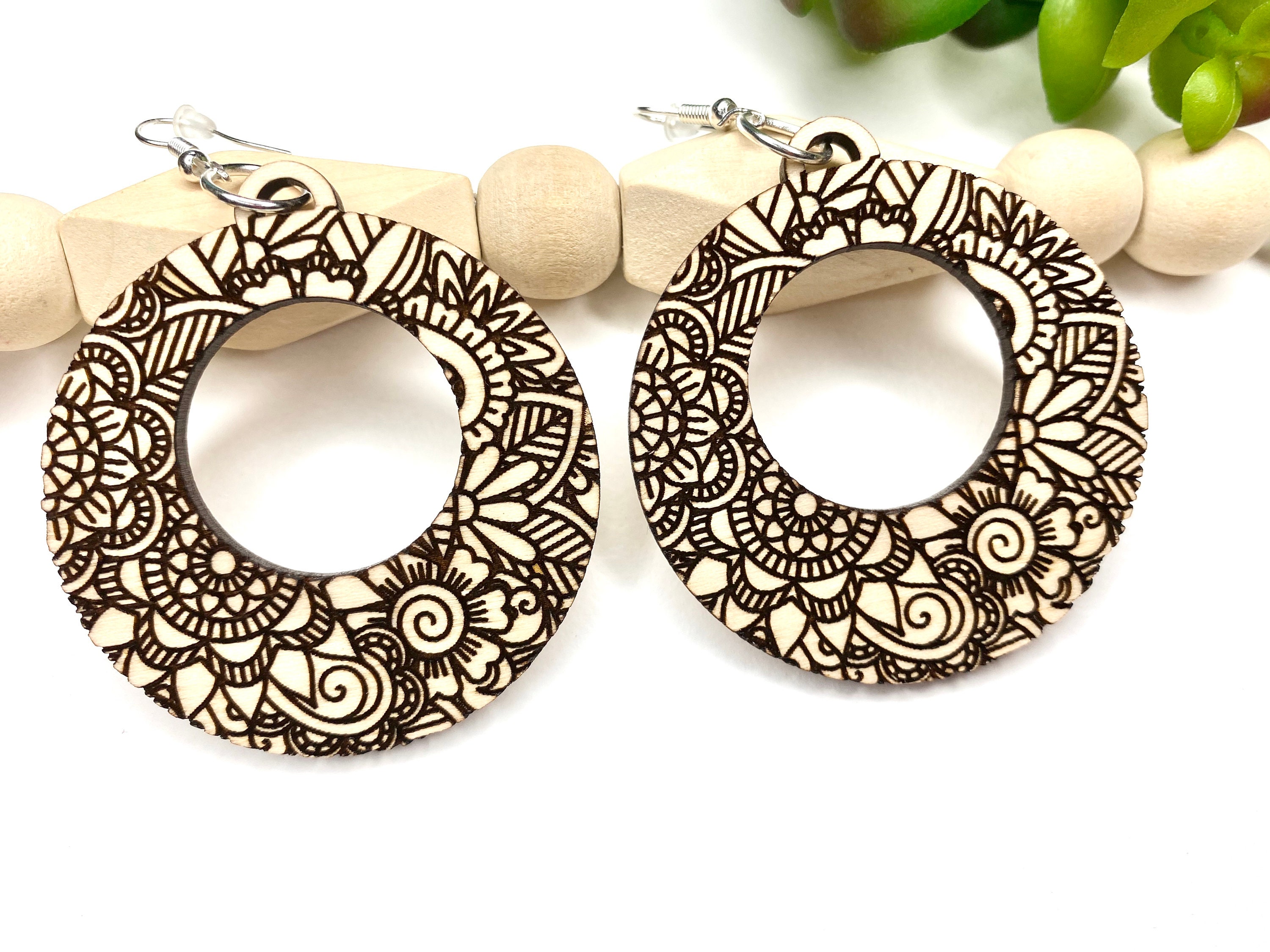 Buy Circle Drop Earrings Floral Jewelry Flower Earrings Dangle
