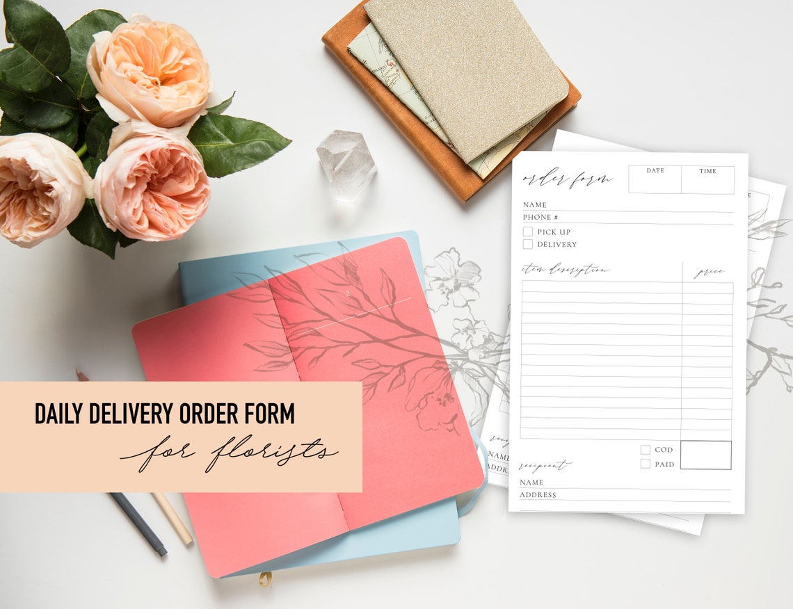 Florist Order Form Printable Order Form for Flower Shops Etsy