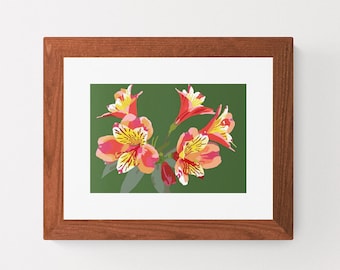Peruvian Lily Flowers Abstract print, Botanical art, Flower Illustration, Botanical wall art, Flower picture, A4 Digital Download