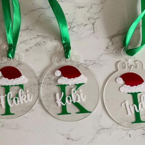 Personalised clear Christmas baubles | Christmas ornaments |santa hat |xmas gifts|gift tags| christmas tree baubles