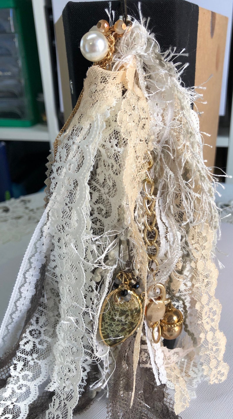 Shabby chic vintage junk journal tassel