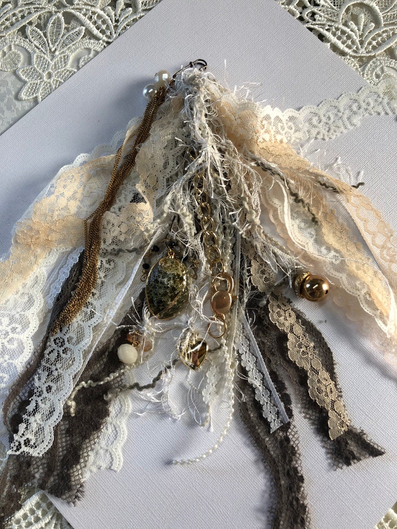 Shabby chic vintage junk journal tassel