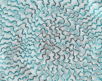 Waves with Emerald of Chivor – Modern Abstract Wall Art – Colorful Ocean Artwork – Digital Download