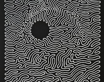 Eclipse Line Art Print – Minimalist Space Wall Art – Abstract Solar Eclipse Illustration – Single Line Drawing