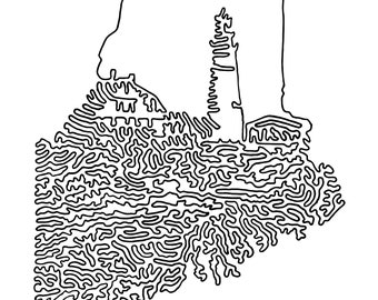 Maine State Line Art Print – Minimalist Lighthouse Drawing (Digital Download)