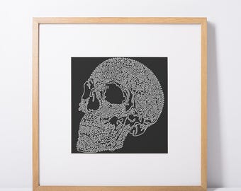 Skull Line Art Print – Gothic Minimalist Wall Art – Black and White Skull Illustration – Continuous Line Drawing