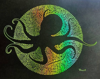 Octopus One Line Foil Print by TFoust