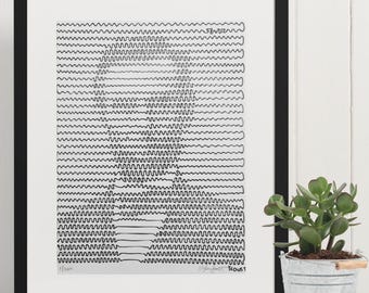 Abraham Lincoln Linie Kunstdruck – Minimalistisches Präsidentschafts Porträt – Historische Schwarzweiße Wandkunst