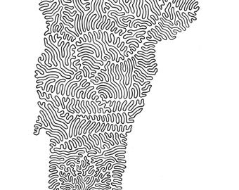 Vermont Continuous Line Map Print – Minimalist State Wall Art (Limited Edition)