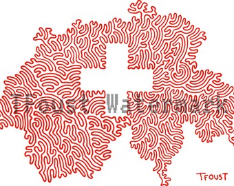 Switzerland Line Art Print – Minimalist Single Line Drawing (Digital Download)