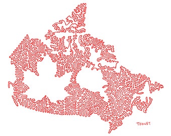 Canada Map drawn with one line by TFoust