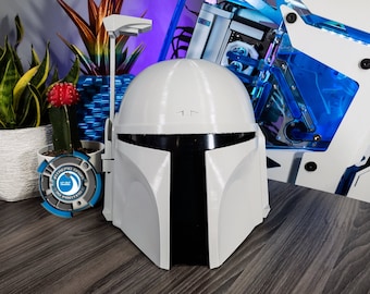 Jango Fett Mandalorian Deathwatch Style Helmet 501st Approvable - Life Sized Wearable with Optional Liner