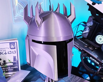 Maul Style 'Mauldalorian' Mandalorian Deathwatch Style Helmet With Visor- Life Sized Wearable with Optional Liner