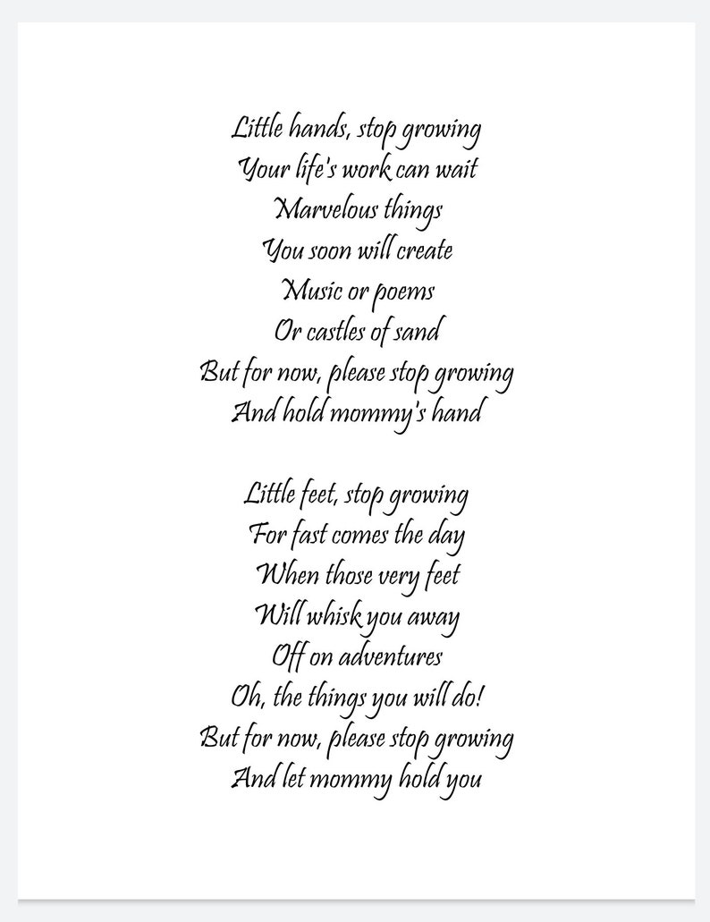 Little Hands and Feet Poem Print Etsy