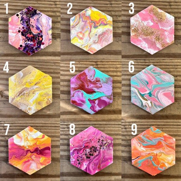 Hexagon marble resin dog tags