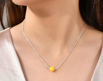 Handmade Yellow Chalcedony Gemstone Pendant Necklace Sterling Silver Bohemian Spiritual Energy Healing Stone Jewelry Perfect Gift for Her