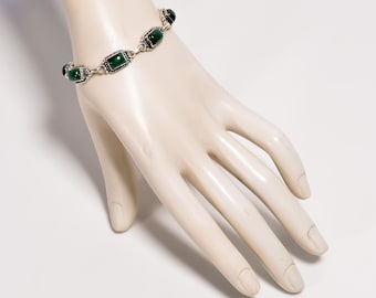 Malachite Bracelet 925 Sterling Silver Bracelet Adjustable Handmade Bracelet For Gift Natural Gemstone Birthstone Jewelry