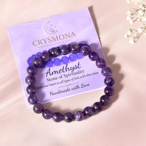 Crysmona Healing Crystal Bracelet for Women Men 8 mm Natural Stone Beaded Bracelets Jewelry Birthday Gifts Round Gemstones Stretch Bracelet