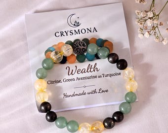 Wealth Healing Crystal Armband Dam Herr 8 mm Natursten Pärlarmband Smycken Födelsedagspresent Runt Ädelstenar Stretcharmband