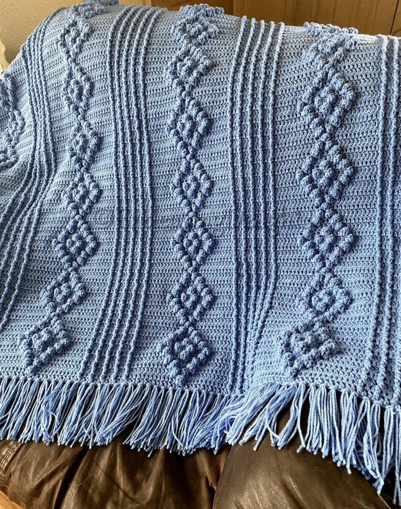 Crocheted Blue Throw Blanket Etsy