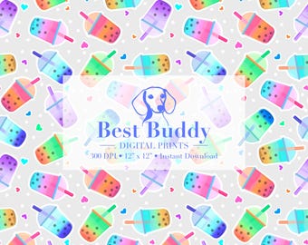 Boba Bubble Tea Seamless Pattern Hand-Drawn PNG Download Digital Paper Fabric Surface Design Sublimation File