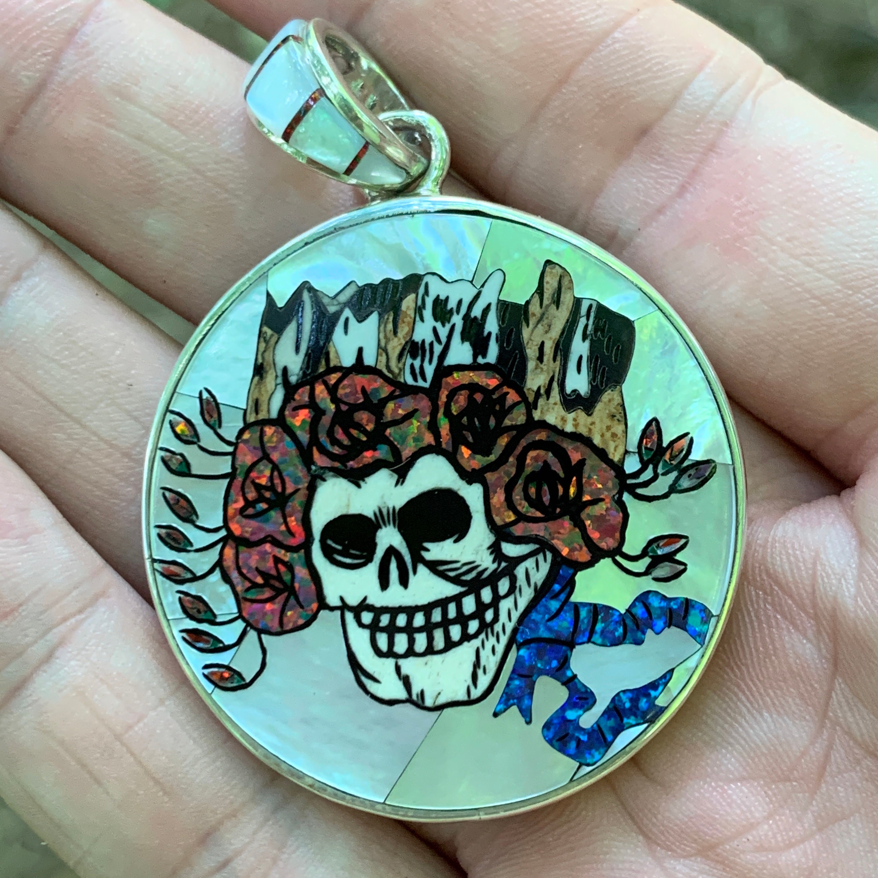 Bertha Grateful Dead Inlay & Sterling Silver Pendant by Bertha Grateful Dead Inlay & Sterling Silver Pendant by