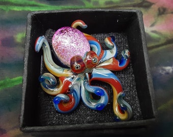 Glass Octopus Pendants, handmade in USA, Dichroic Glass