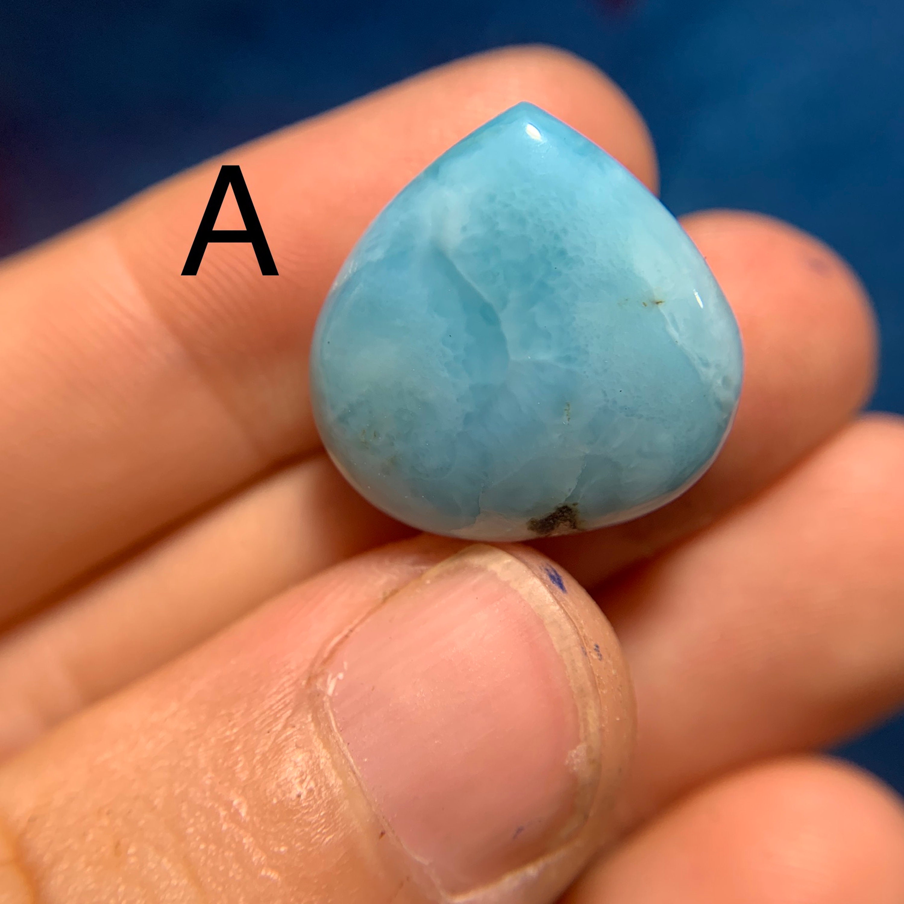 Cabochon Larimar Naturel – Pierre Bleue République Dominicaine – 6,4g – Forme Cabujon