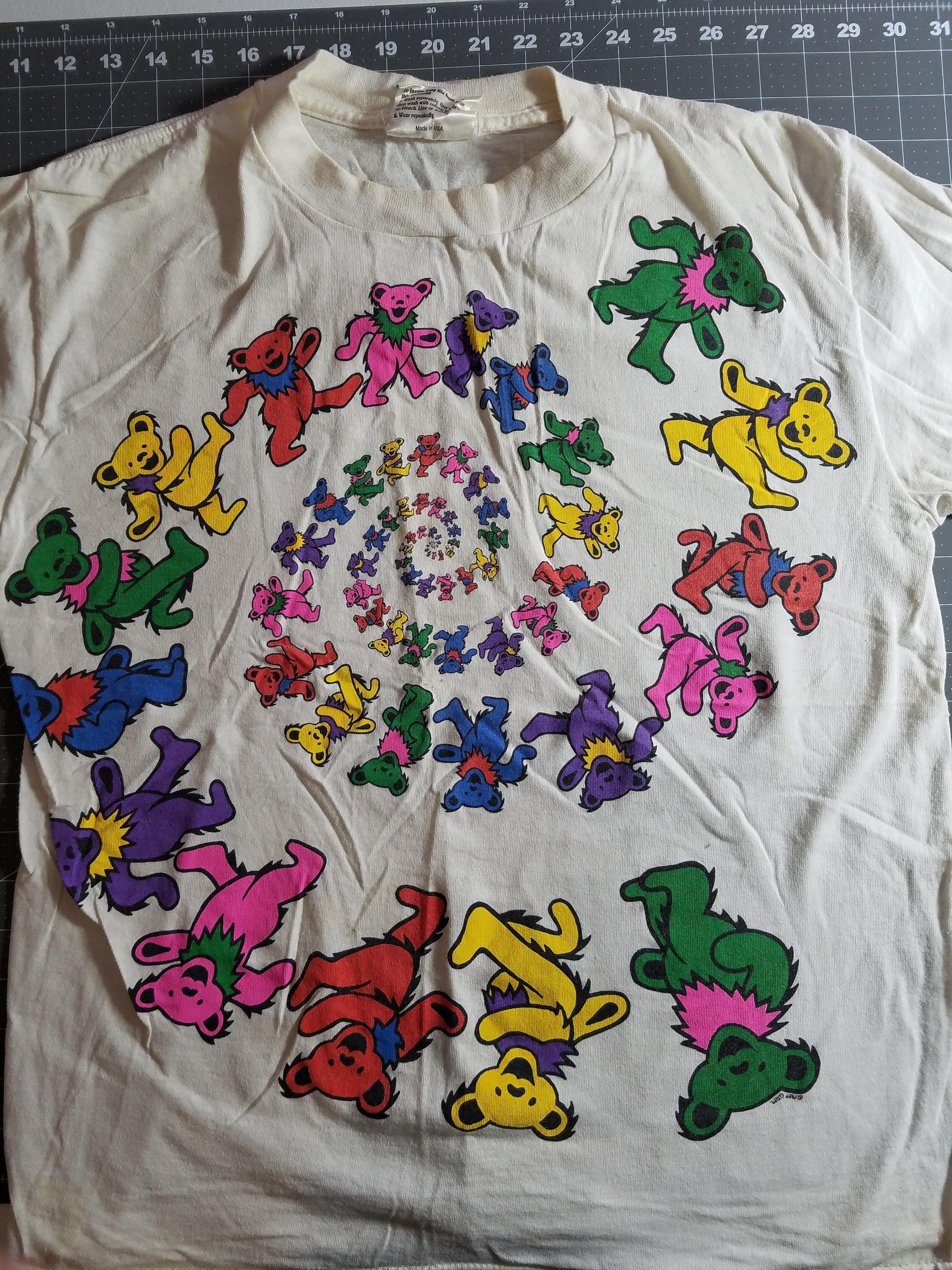 Vintage 1989 Grateful Dead Dancing Bears Spiral Shirt Size L 