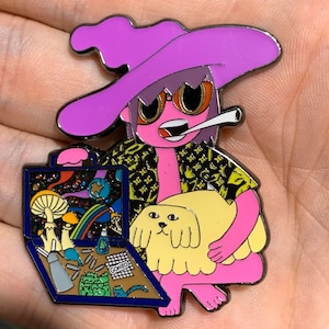 Midnight Gospel Clancy S. Thompson pin. V2 Hunter S. Thompson crossover soft enamel with epoxxy limited editon of 200 glow in the dark