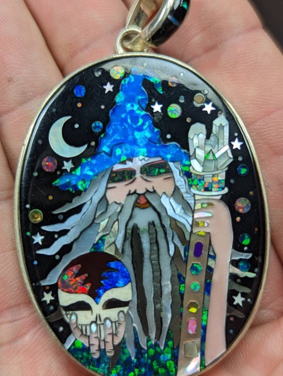 Rare Inlaid Gemstone Surfing Sam Pendant by David Freeland Rare Inlaid Gemstone Surfing Sam Pendant by David Freeland
