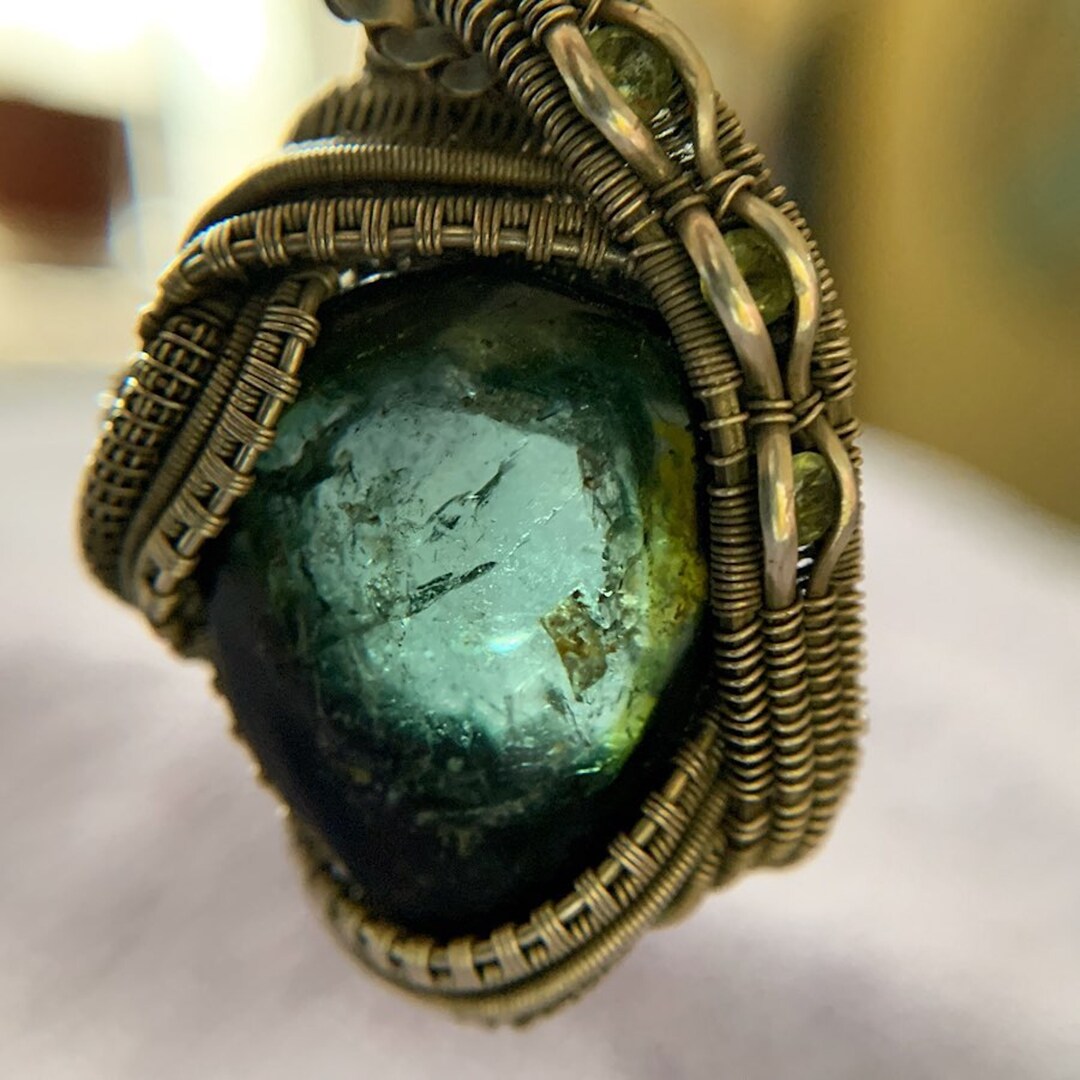 Gift Fluorite Peridot & Sterling Silver Pendant Handcrafted Etsy