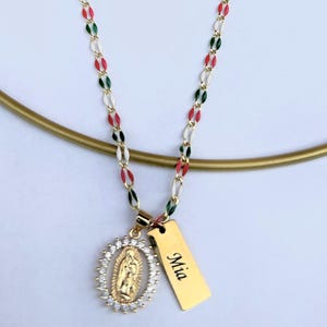 Virgen De Guadalupe  Personalized Necklace- Christmas Gift -Virgencita Necklace - Virgin Mary Cadena - Personalizada