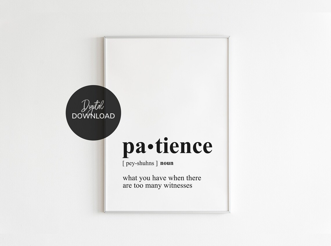 Patience Word Definition Print Printable Wall Art Etsy UK
