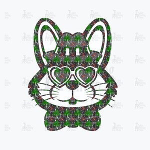 Clipart lapin, lapin à carreaux grunge, conception de lunettes de soleil coeur, sublimation PNG, lapin de Noël, lapin d'Halloween, téléchargement numérique, instantané