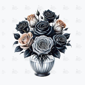 Elegant Black Roses in a Vase Perfect Wall Art for Any Space red rose and black pink black rose rose black and red rose black rose rose png