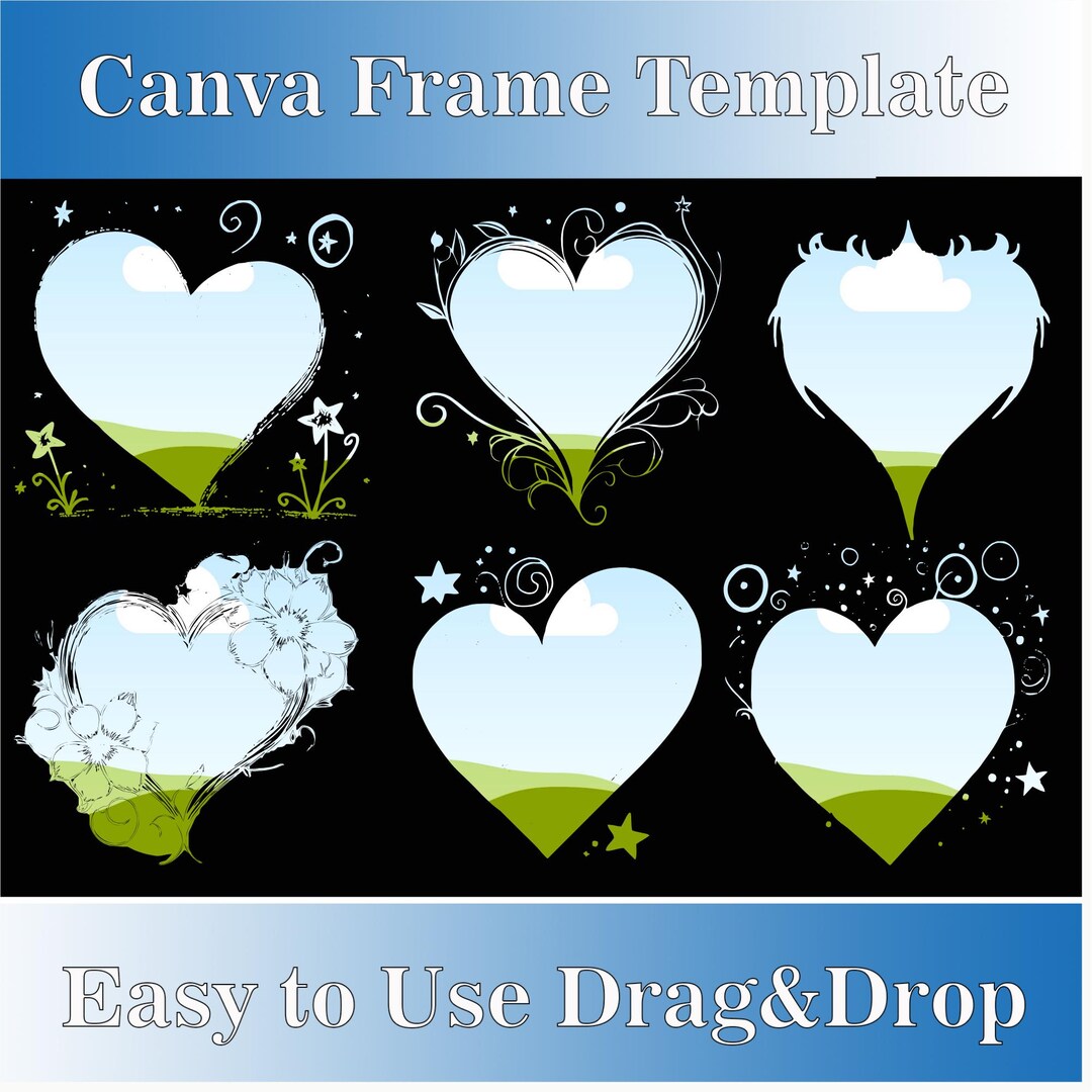 Heart Canva Frame Templates: Drag & Drop DIY Design (PDF) - Etsy