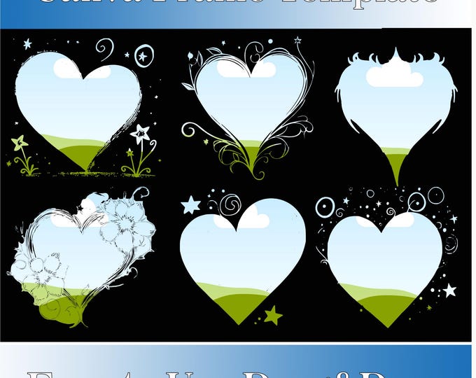 Love Heart Canva Frames | Scrapbook & Junk Journal Templates, Drag and ...