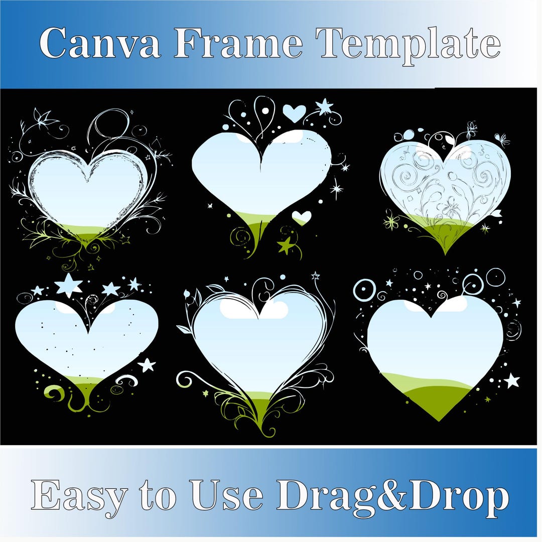 Heart Canva Frame Template: Drag & Drop Photo Collage (digital Download ...