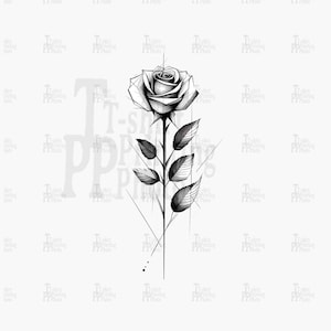 Rose Tattoo Design: High-Resolution PNG, SVG, JPEG (Digital Download)