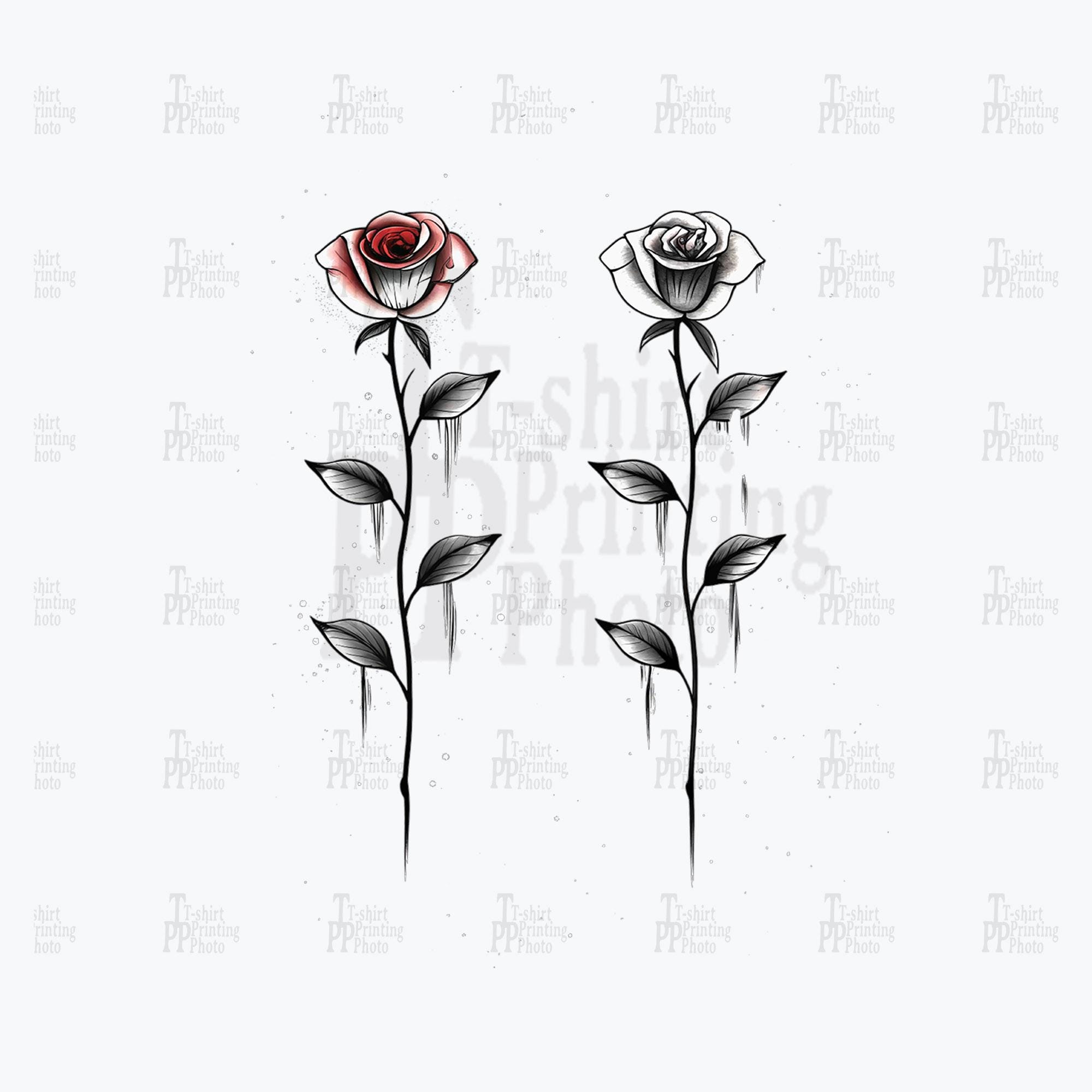 Gothic Rose Tattoo Flash Sheet: Red & Black Floral Design (PNG, JPEG ...