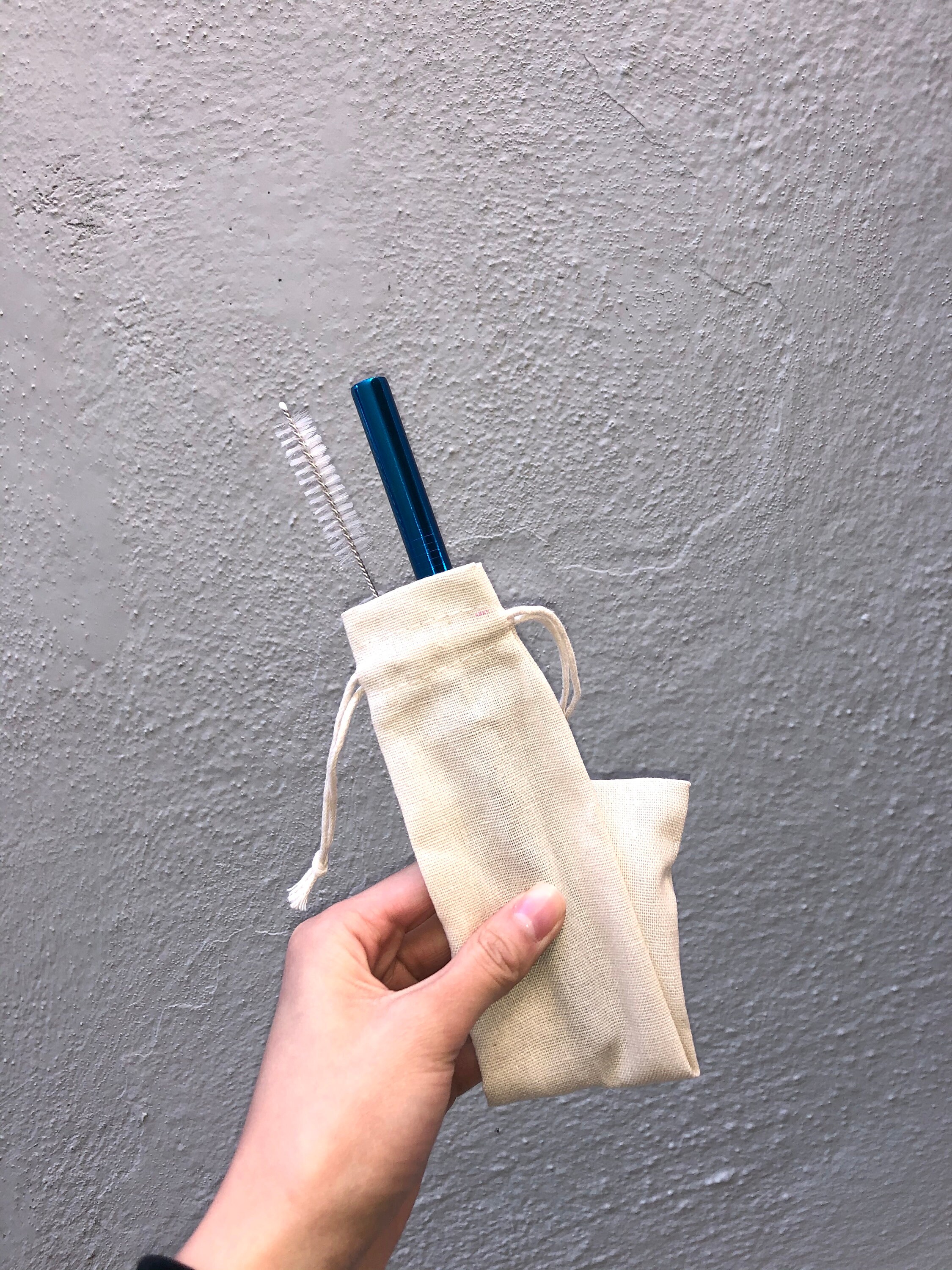 Reusable Bubble Tea / Boba Metal Straw Set with Cotton Bag and Straw …