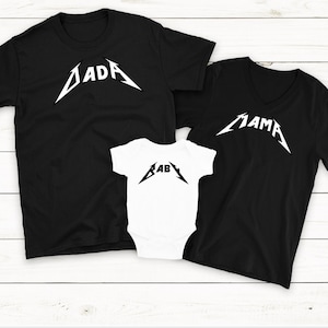 Dada/Mama/Baby/Familie Passendes Set/Mama Papa und ich Shirts/Heavy Metal/passendes Set/süße Familie/Rock and Roll/