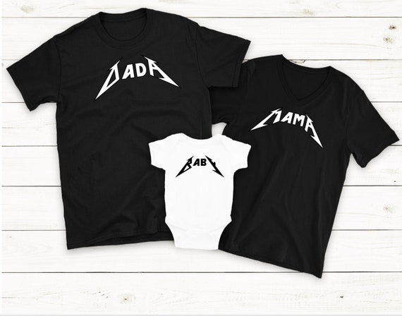 Dada/Mama/Baby/family matching set/mommy daddy and me shirts/heavy metal /matching set/cute family/Rock and roll/