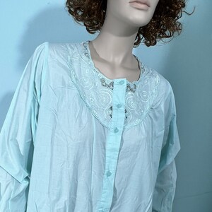 Long nightgown pastel blue nightie and lace Miss Helen Vintage Cotton