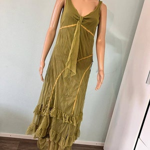 S90 amazing green pure mesh summer long maxi dress with very nice details