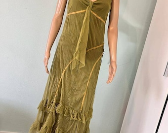 S90 amazing green pure mesh summer long maxi dress  with very nice details
